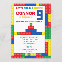 Kleurrijke Blokken 9e Verjaardag Party Building Bl