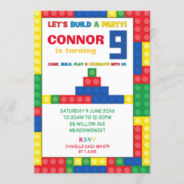 Kleurrijke Blokken 9e Verjaardag Party Building Bl Kaart