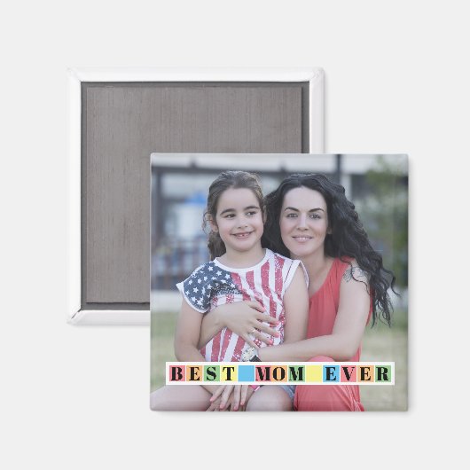 Kleurrijke blokken Beste MOM ooit foto Magneet (Voorkant / Achterkant)