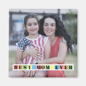 Kleurrijke blokken Beste MOM ooit foto Magneet (Voorkant)