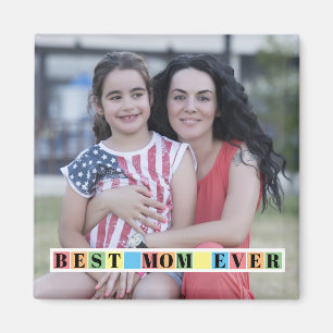 Kleurrijke blokken Beste MOM ooit foto Magneet