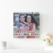Kleurrijke blokken Beste MOM ooit foto Vierkante Klok (Huis)