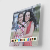 Kleurrijke blokken Beste MOM ooit foto Vierkante Klok (Hoek)