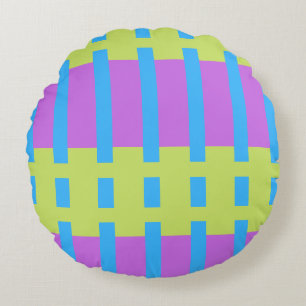 Kleurrijke Blokken Groen Blauw Roze 7 Rond Kussen