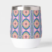 Kleurrijke Bloom Kaleidoscoop: Roze & Smaragd Mand (Achterkant)