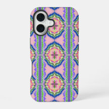 Kleurrijke Bloom Kaleidoscoop: Roze & Smaragd Mand