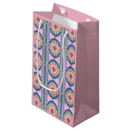 Kleurrijke Bloom Kaleidoscoop: Roze & Smaragd Mand Klein Cadeauzakje