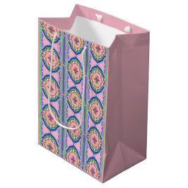 Kleurrijke Bloom Kaleidoscoop: Roze & Smaragd Mand Medium Cadeauzakje