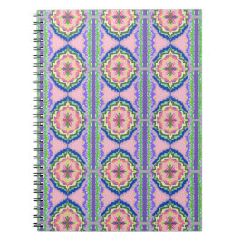 Kleurrijke Bloom Kaleidoscoop: Roze & Smaragd Mand Notitieboek