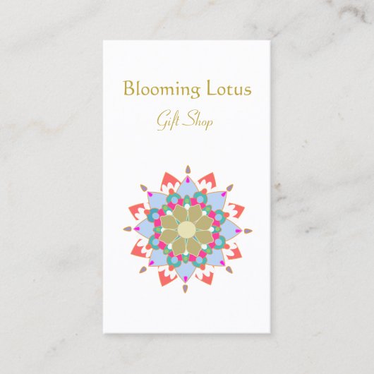 Kleurrijke Blooming Lotus Mandala Visitekaartje (Voorkant)