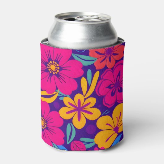 Kleurrijke Blooms-Dopamine Style-Retro bloemen Blikjeskoeler (Blikje Voorkant)