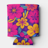 Kleurrijke Blooms-Dopamine Style-Retro bloemen Blikjeskoeler (Achterkant)