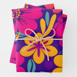 Kleurrijke Blooms-Dopamine Style-Retro bloemen Inpakpapier Vel