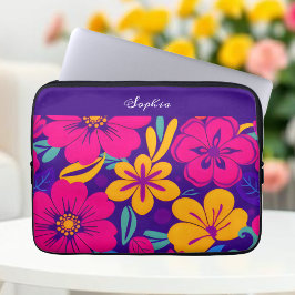 Kleurrijke Blooms-Dopamine Style-Retro bloemen Laptop Sleeve