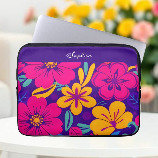 Kleurrijke Blooms-Dopamine Style-Retro bloemen Laptop Sleeve (Colorful Blooms-Dopamine Style- Laptop Sleeve )