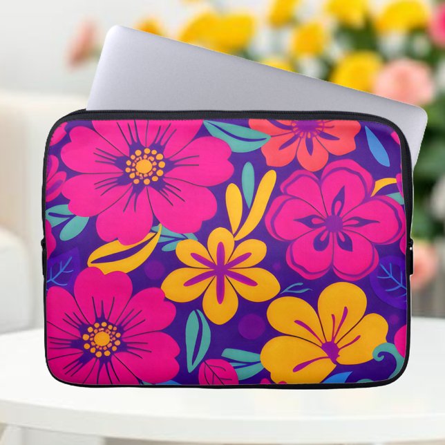 Kleurrijke Blooms-Dopamine Style-Retro bloemen Laptop Sleeve (Colorful Blooms-Dopamine Style-Laptop Sleeve )