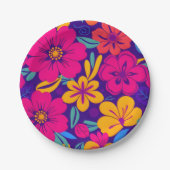 Kleurrijke Blooms-Dopamine Style-Retro bloemen Papieren Bordje (Voorkant)