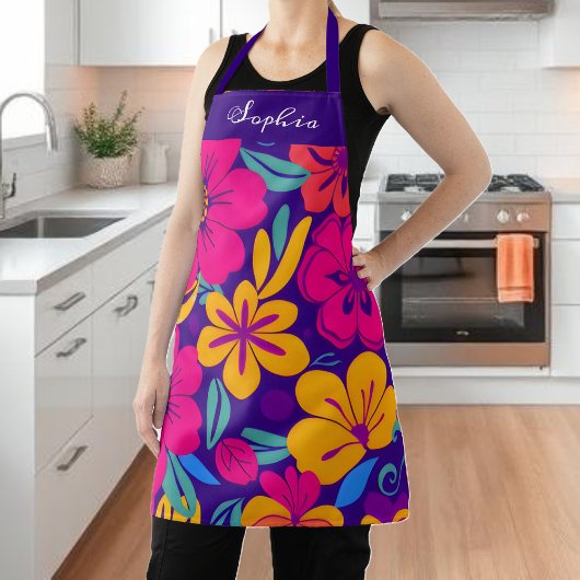 Kleurrijke Blooms-Dopamine Style-Retro bloemen Schort