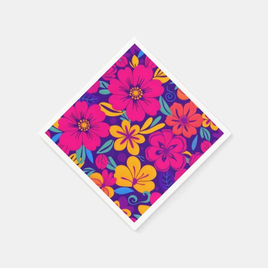 Kleurrijke Blooms-Dopamine Style-Retro bloemen Servet (Hoek)