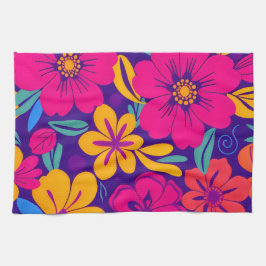 Kleurrijke Blooms-Dopamine Style-Retro bloemen Theedoek