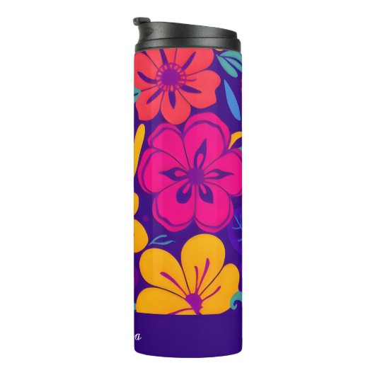 Kleurrijke Blooms-Dopamine Style-Retro bloemen Thermosbeker (Geroteerd rechts)