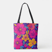 Kleurrijke Blooms-Dopamine Style-Retro bloemen Tote Bag (Achterkant)