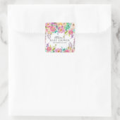 Kleurrijke Blooms Floral Baby shower Envelope Seal Vierkante Sticker (Tas)