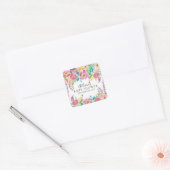 Kleurrijke Blooms Floral Baby shower Envelope Seal Vierkante Sticker (Envelop)