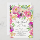 Kleurrijke Blooms Floral Baby shower Invitation Kaart (Voorkant)