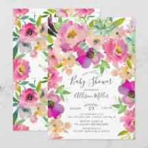 Kleurrijke Blooms Floral Baby shower Invitation