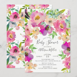 Kleurrijke Blooms Floral Baby shower Invitation Kaart