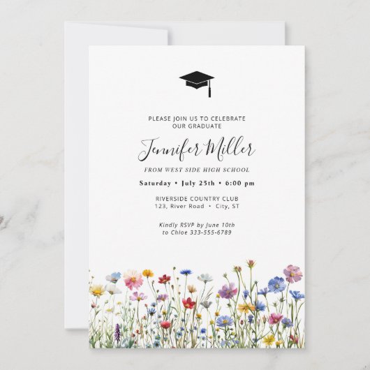 Kleurrijke blooms Graduation Party Foto Feestdagenkaart (Voorkant)