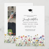 Kleurrijke blooms Graduation Party Foto Feestdagenkaart (Voorkant / Achterkant)