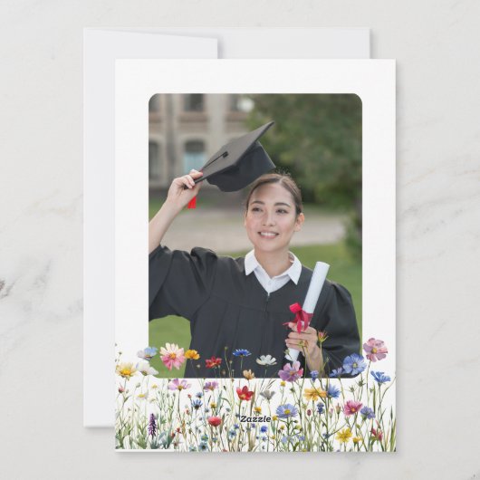 Kleurrijke blooms Graduation Party Foto Feestdagenkaart (Achterkant)
