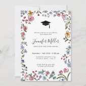 Kleurrijke blooms hand getrokken Graduation Party  Feestdagenkaart (Voorkant)