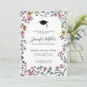 Kleurrijke blooms hand getrokken Graduation Party  Feestdagenkaart (Staand voorkant)