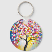 Kleurrijke Blossom Tree Sleutelhanger (Voorkant)