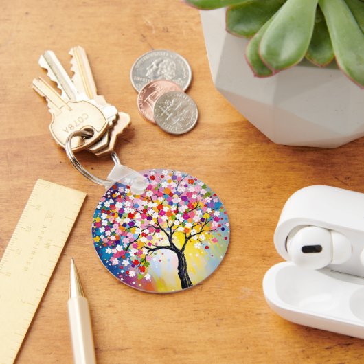 Kleurrijke Blossom Tree Sleutelhanger (Bureau)