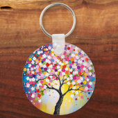 Kleurrijke Blossom Tree Sleutelhanger (Voorkant)