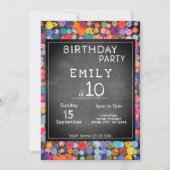 Kleurrijke Blot Chalkboard Kids Verjaardag Kaart (Voorkant)