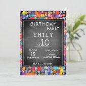 Kleurrijke Blot Chalkboard Kids Verjaardag Kaart (Staand voorkant)