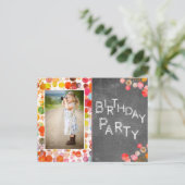 Kleurrijke Blots Chalkboard Kinder foto Verjaardag Briefkaart (Staand voorkant)