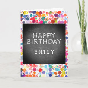 Kleurrijke Blots Chalkboard Kinder Happy Birthday