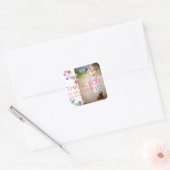 Kleurrijke Blots Kinder Foto Dank u Verjaardagsfee Vierkante Sticker (Envelop)