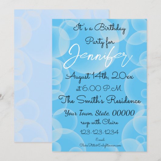 Kleurrijke Blue Bubble Blast Birthday Kaart (Voorkant / Achterkant)