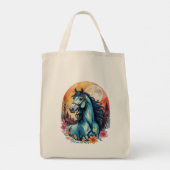 Kleurrijke Blue Horse Dream Canvas tas (Achterkant)