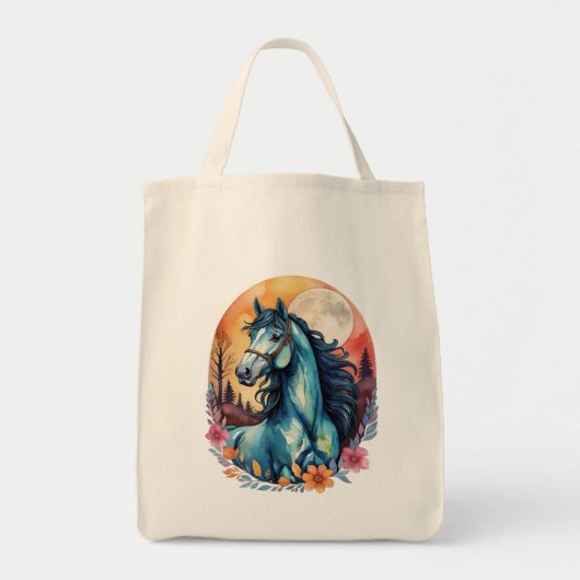 Kleurrijke Blue Horse Dream Canvas tas (Voorkant)