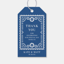 Kleurrijke Blue Papel Picado bruiloft gunst Label Cadeaulabel