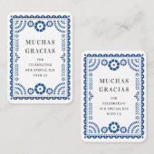 Kleurrijke Blue Papel Picado bruiloft gunst Label Informatiekaartje (Voorkant / Achterkant)