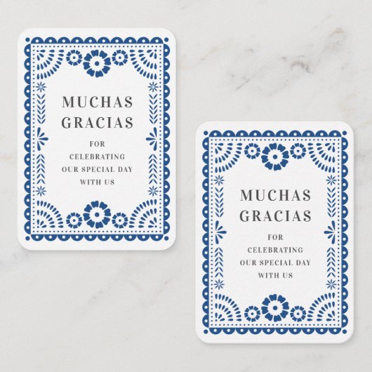 Kleurrijke Blue Papel Picado bruiloft gunst Label Informatiekaartje (Voorkant / Achterkant)